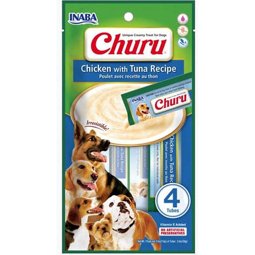 INABA DOG SNACK CHURU 4 PIEZAS CHICKEN WITH TUNA POLLO Y ATUN